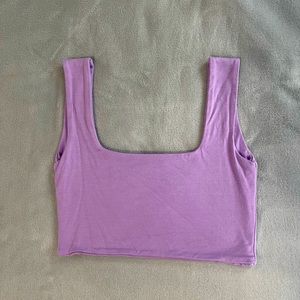 cropped purple tank top